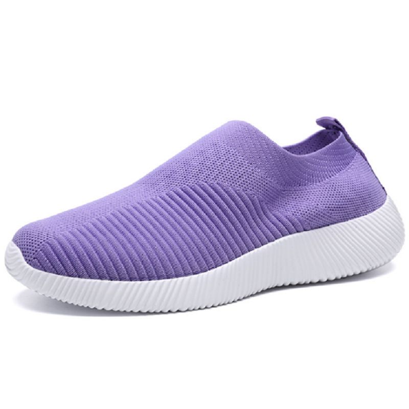 Plus Size Flyknit Dames 2024 Nieuwe Ademende Casual Elastische Sokken Lage Comfortabele Moederschoenen_voghion.com