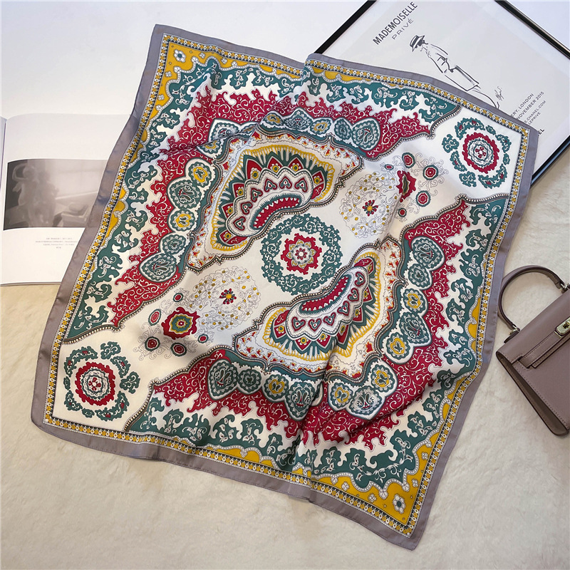 Pañuelo cuadrado pequeño occidentalizado, pañuelo de seda, pañuelo de seda de imitación para mujer, chal estampado, pañuelo de protección solar, diadema,_voghion.com