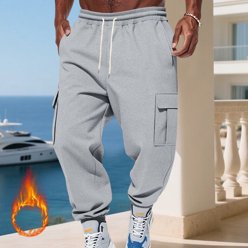 Pantaloni cargo da uomo foderati in pile - Jogger casual caldi invernali con tasche multiple, vestibilità ampia, vita elastica, comodi ed eleganti per l'uso quotidiano_voghion.com