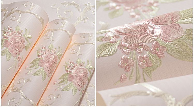 Papel de parede unissex autoadesivo quarto rolo grande adesivos instantâneos 3d fino relevo estilo pastoral grande flor papel de parede autoadesivo_voghion.com