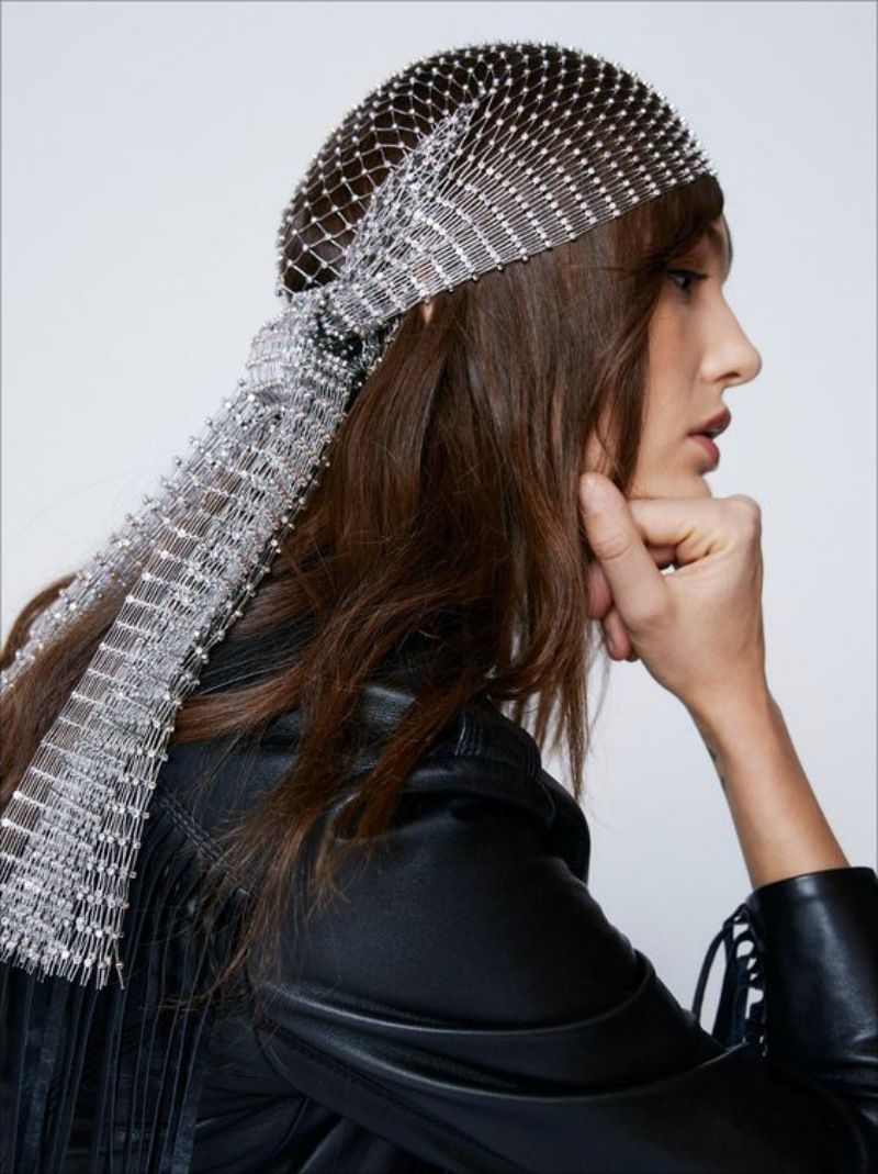 Elastischer Strass Fischernetz Hut Persönlichkeit Fischernetz Kopftuch Mode Flash Diamant Hut lang_voghion.com