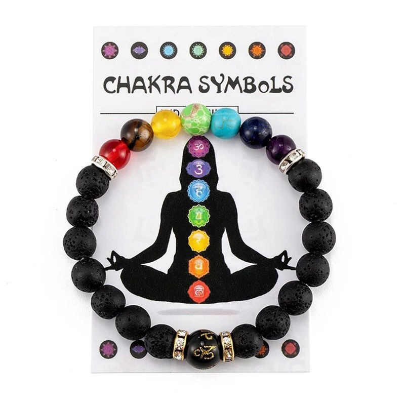 Shuosbai Yoga Colorful Volcanic Geometrical Shape Handmade Eye-catching Anxiety 7 Heag Stone Bracelet_voghion.com