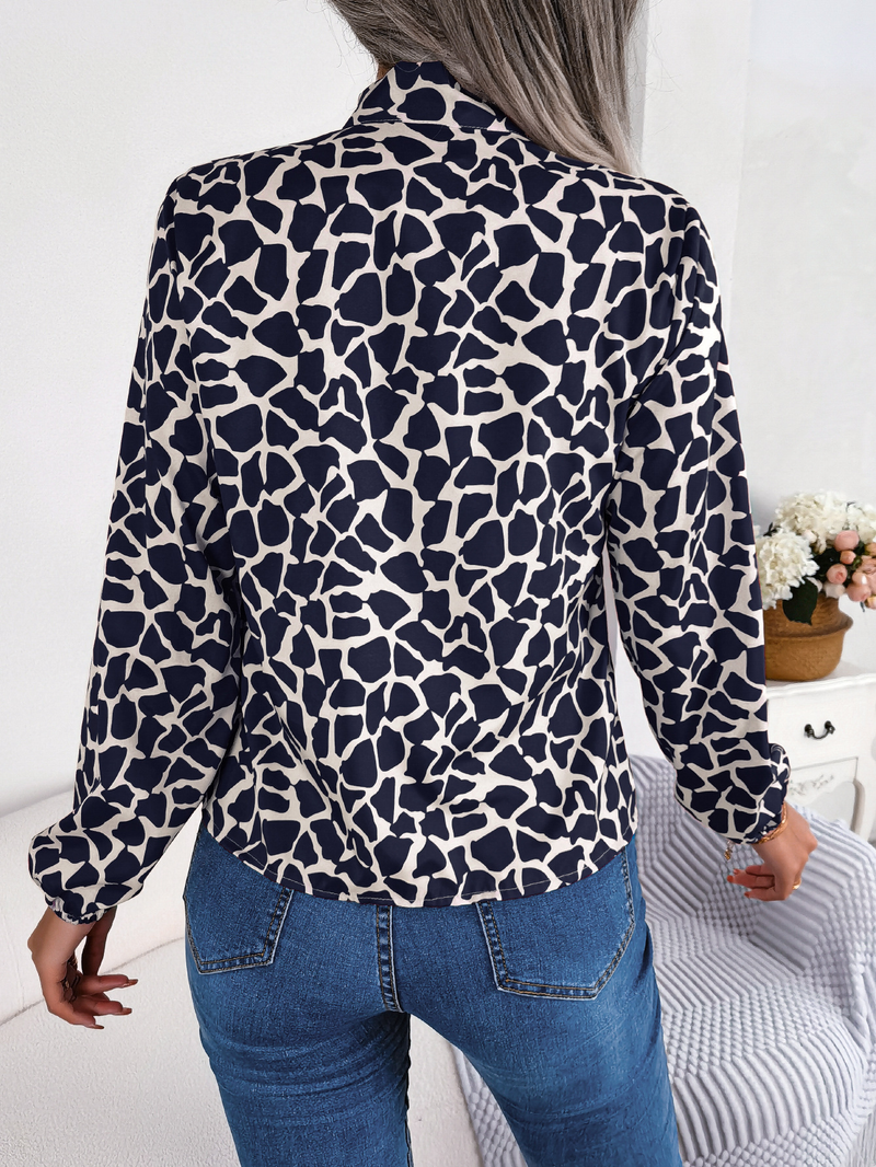 Women's fashion lantern sleeve chiffon top_voghion.com