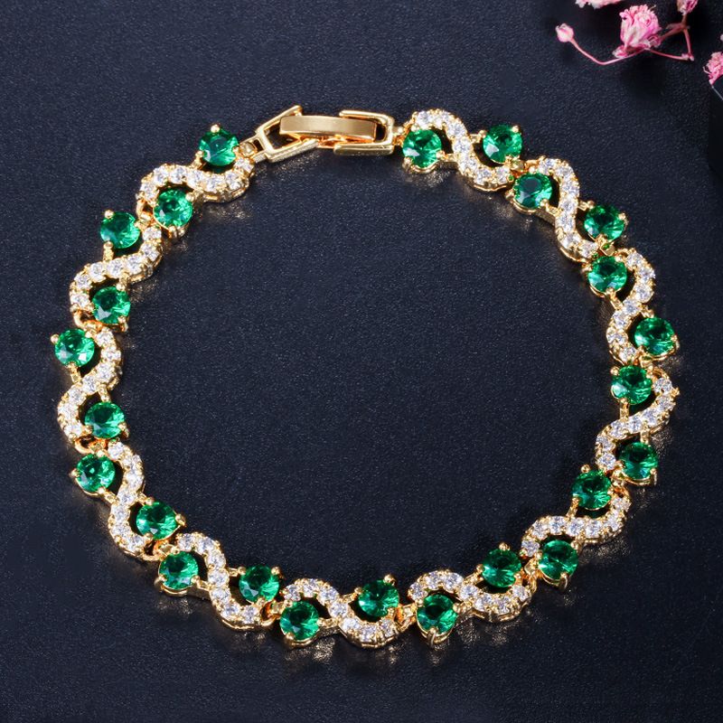Bracciale versatile in rame ecologico con zirconi galvanizzati e delicati intarsiati con diamanti_voghion.com