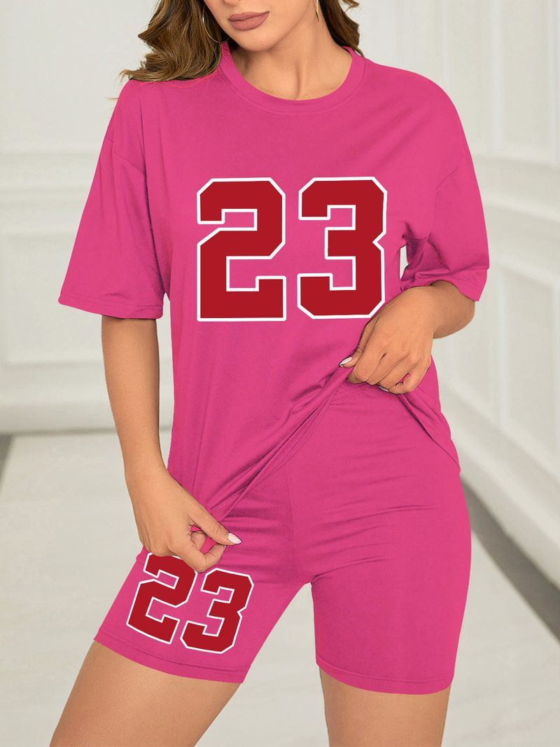 Dameskleding Effen kleur all-match digitaal bedrukt tweedelige korte mouwen shorts los casual lente en zomer_voghion.com