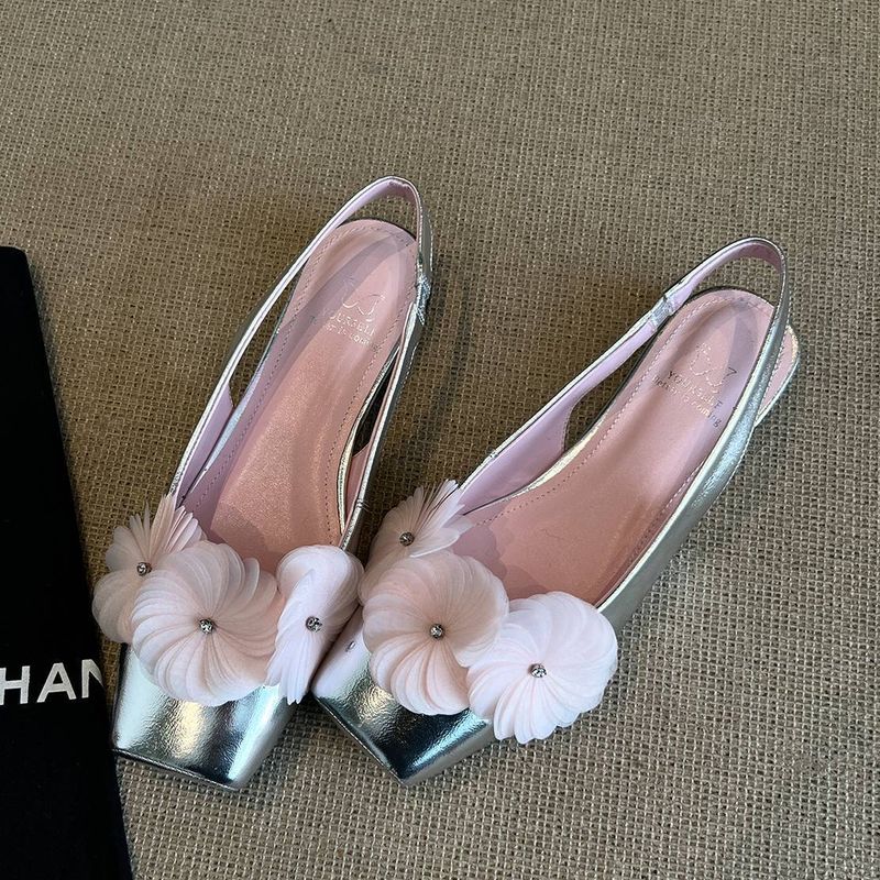 Sheepskin Version Stunning Floral Square Toe Flat Women's Shoes_voghion.com