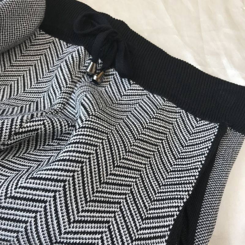 Dammemodesch Stand-up Kraang Reißverschluss Stricktop Hosen zwee Sets_voghion.com