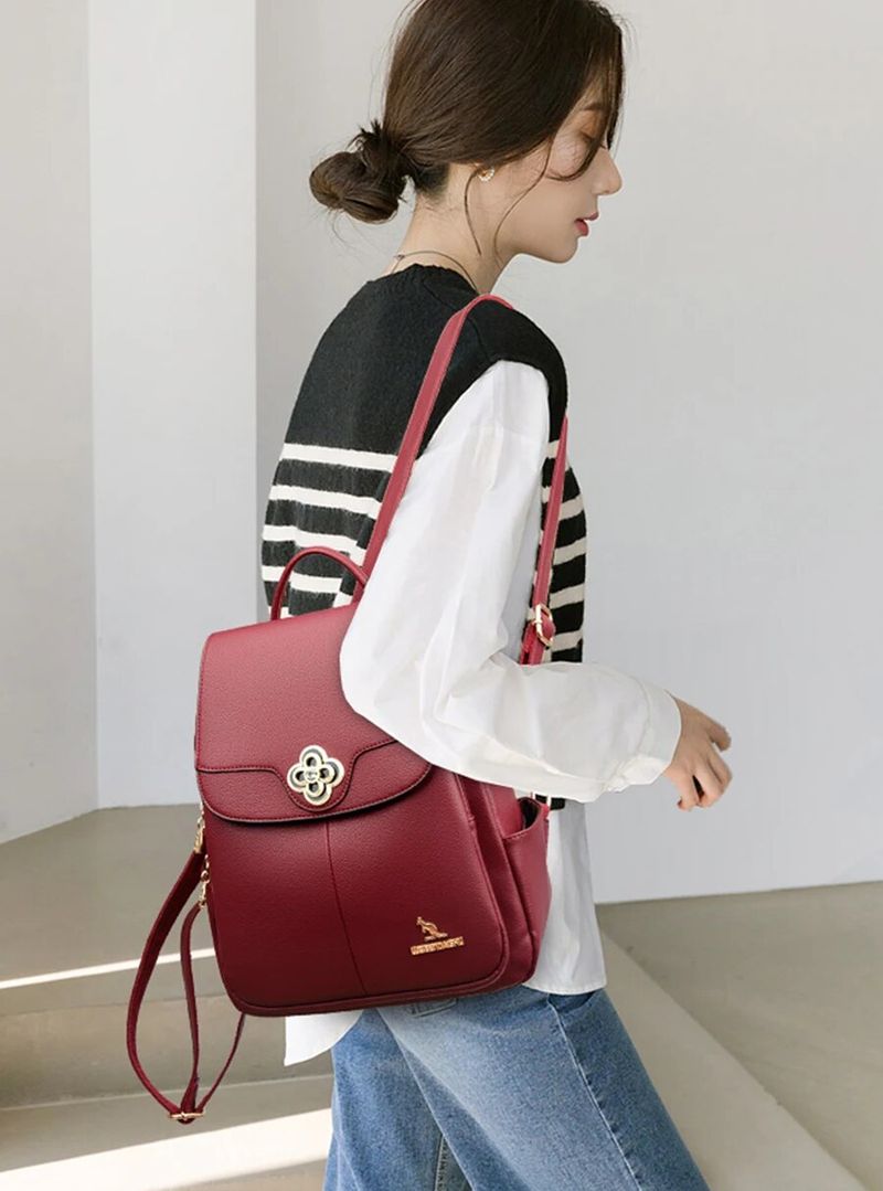 Zaino in vera pelle da donna Borsa a tracolla femminile di moda Sac a Dos Zaino da donna Mochilas Borse da scuola per adolescenti_voghion.com
