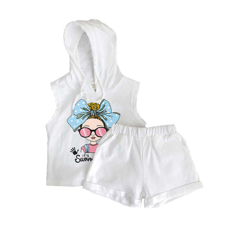 Conjunto de colete infantil de duas peças, roupas de bebê com estampa de desenho animado para meninos e meninas, roupas de verão para bebês_voghion.com
