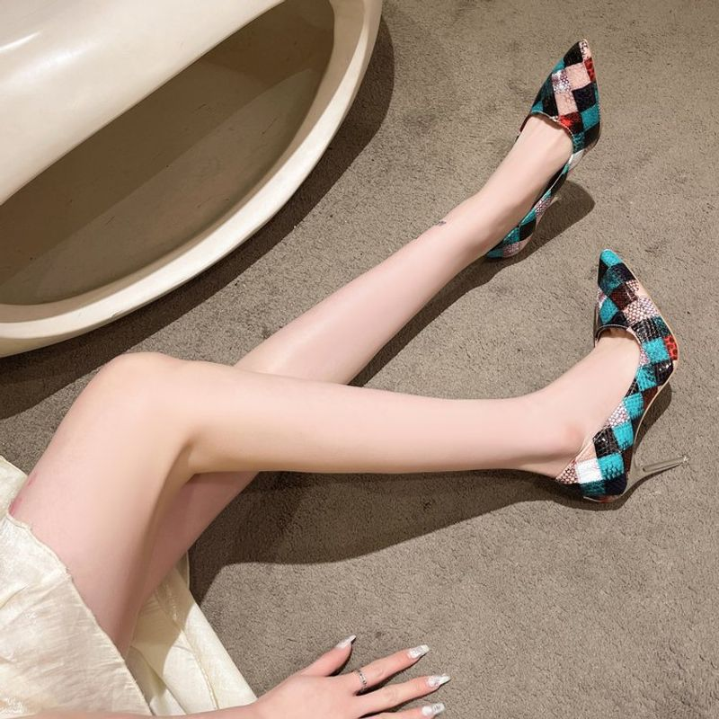 2024 Spring New High-heeled Women's Stiletto Design Niche ed Color Pointed Toe Shallow Mouth Work Shoes_voghion.com