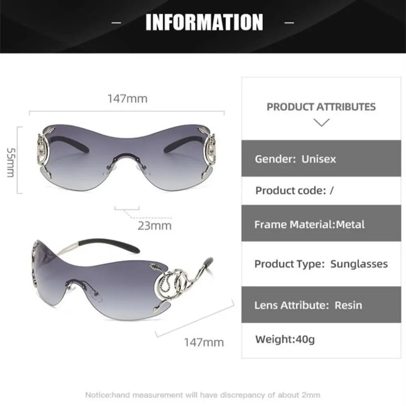 Y2K Randlose Sonnenbrille Frauen Marke Designer Punk One Piece Sonnenbrille Männer Goggle Shades UV400 Schlange Mode_voghion.com