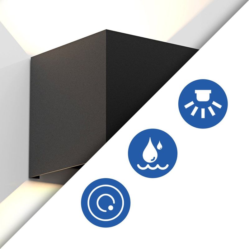 Glitzerlife LED Wandleuchte Schwarz Aussen Wandlampe - 2er Außenwandleuchte Innen Up Down Außenlampe Modern IP65 Wasserdicht Einstellbar Für Hauswand Wohnzimmer_voghion.com