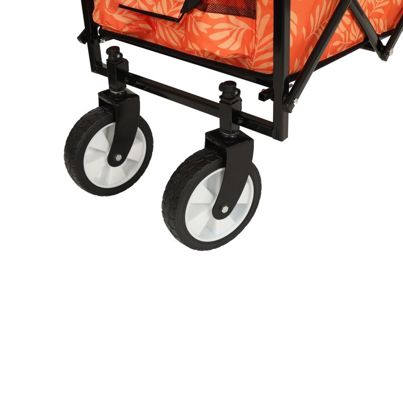 Minimeetall Colorful Collapsible Foldable Wagon Cart With Strapping System, Beach Wagon ,Utility Wagon Grocery Cart Camping Shopping Sports Gardeing Fishing Supports 225lbs,orange Leaf_voghion.com