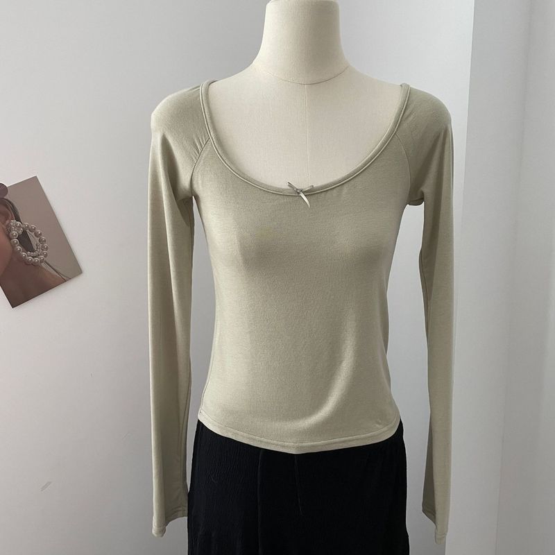 Gentle Color Miu Bow Long Sleeved Base Shirt_voghion.com