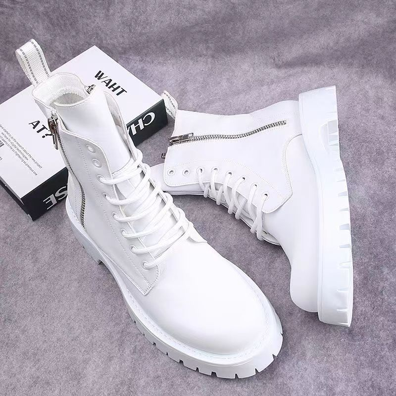 Men's Shoes boots men's Martin boots autumn and winter plus velvet high-top casual leather shoes British versatile thick-soled knight short boots_voghion.com