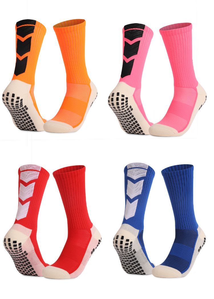 Due paia di calzini da calcio per adulti, di media lunghezza, con fondo in asciugamano, assorbenti del sudore, deodoranti, spessi, in silicone, antiscivolo, a pois, con colla_voghion.com