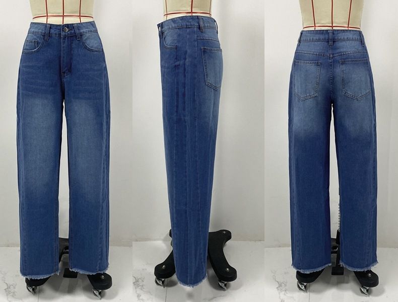 Nuovi pantaloni larghi e dritti casual lavati con gamba larga in magazzino_voghion.com