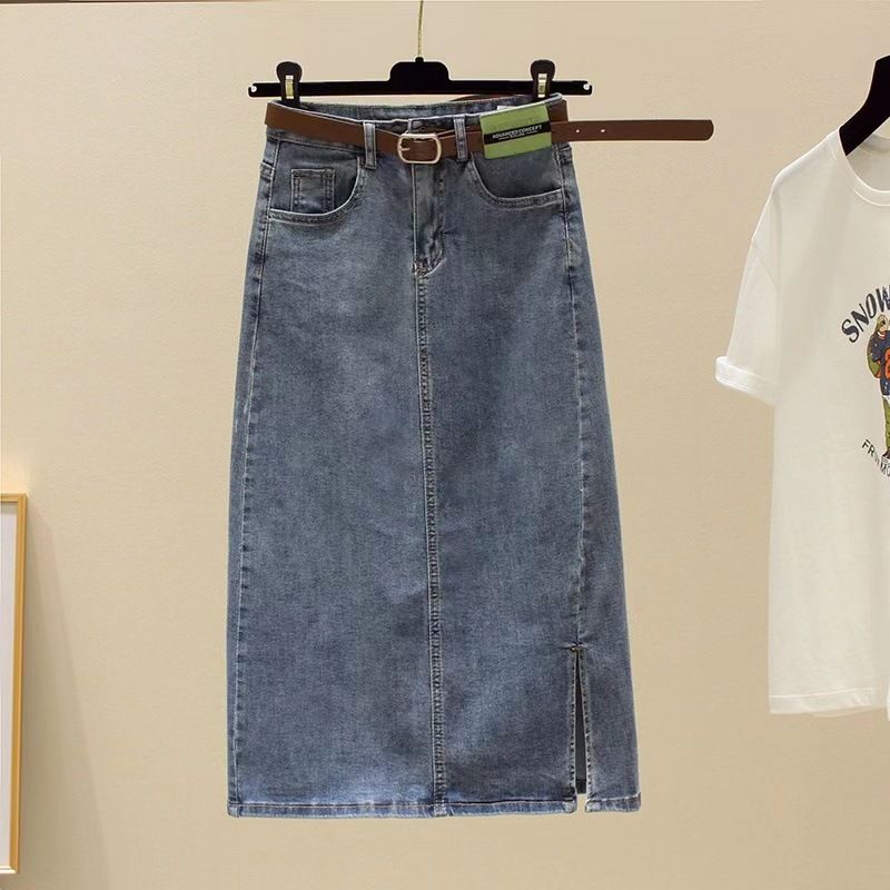 Ropa de mujer Traje de verano nueva camisa a rayas con falda vaquera de cintura alta traje de dos piezas_voghion.com