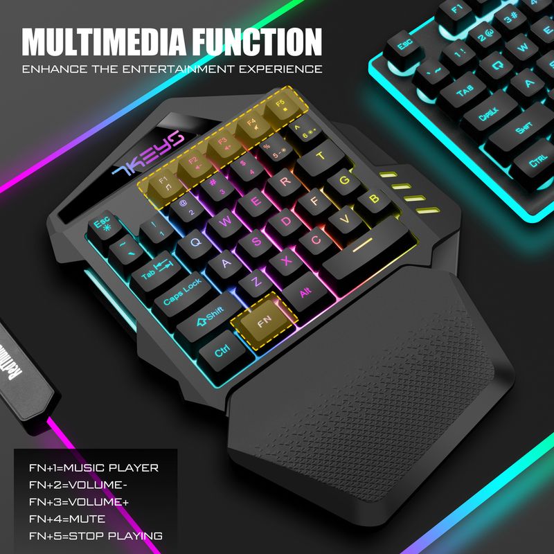 One-handed Game Keyboard 2.4G Wireless Charging Model RGB Luminous Left-hand E-sports Game Keypad Source Factory_voghion.com