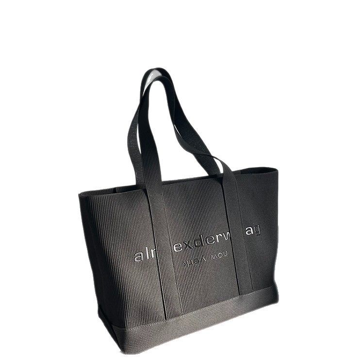 Sac fourre-tout d'été à imprimé lettre de style coréen pour femme, sac à bandoulière texturé de grande capacité pour les déplacements quotidiens_voghion.com