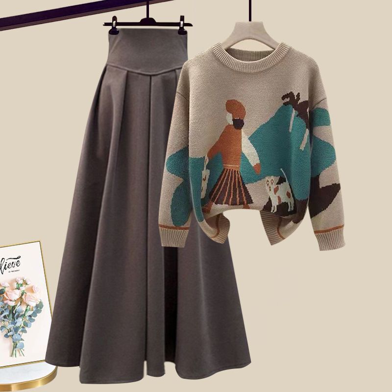 Abbigliamento donna completi invernali da donna, top larghi in due pezzi, gonne eleganti e attillate, completi in due pezzi_voghion.com