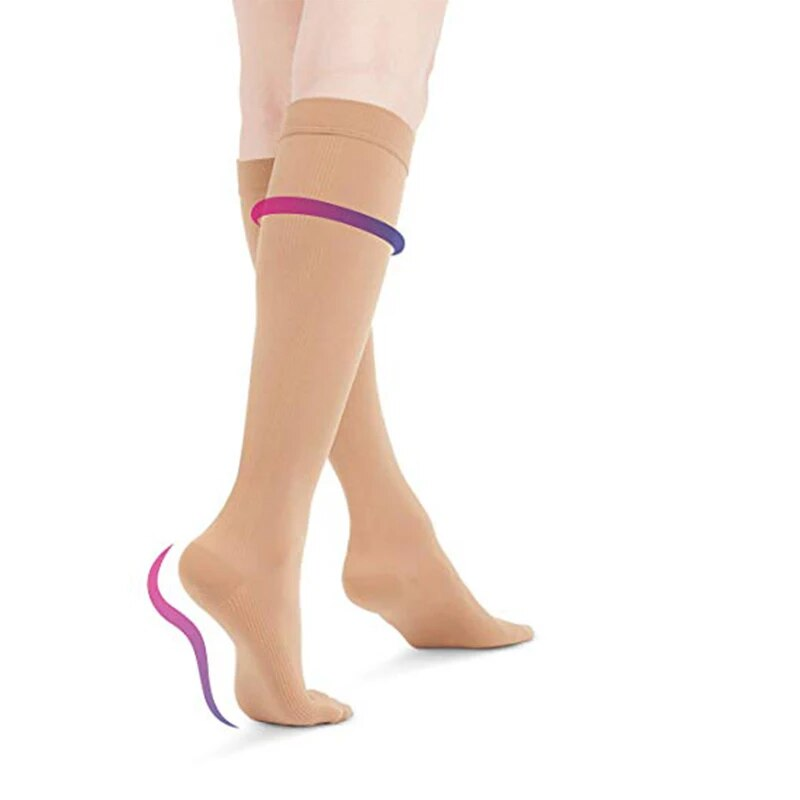 Neu Unisex Socken Kompression Strümpfe Krampfadern Strumpf Knie Hohe Bein Unterstützung Stretch Druck Durchblutung_voghion.com