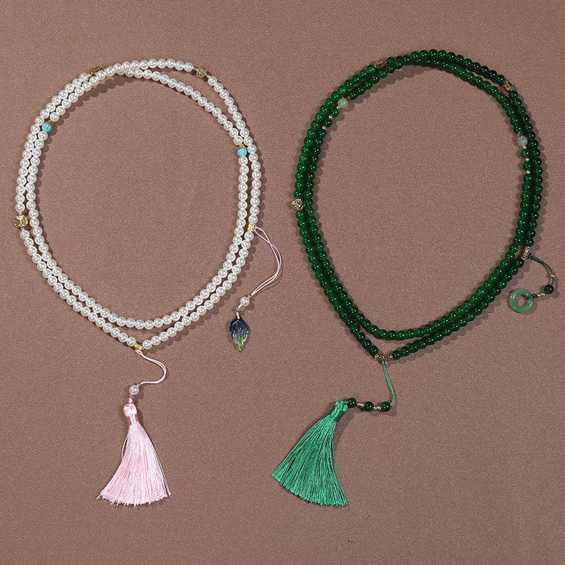 Collier long en perles de cinabre, plusieurs styles de port, nouvelle tendance nationale chinoise 2024, chaîne de pull à bandoulière_voghion.com