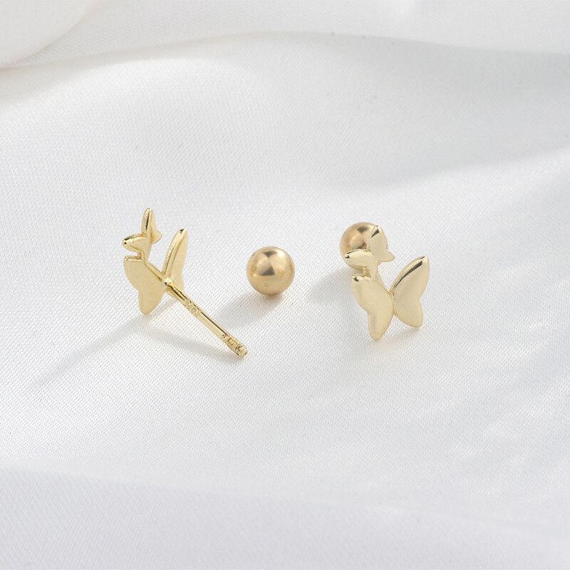 Orecchini a perno con doppia farfalla placcati in oro 925 per donna e ragazza S6_voghion.com