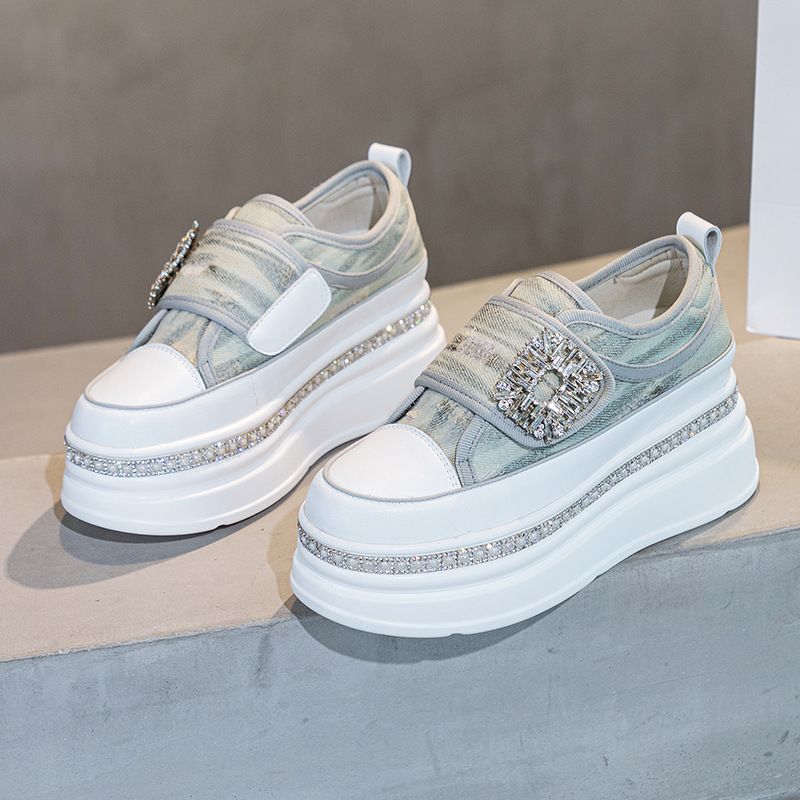 Fujin 6cm Denim Platform Wedge Genuine Leather Casual Spring Summer Autumn Comfy High Brand Chunky Sneakers Hidden Heels_voghion.com