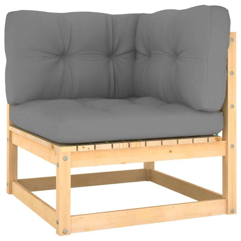 10 Piece Patio Lounge Set with Cushions Solid Pinewood_voghion.com