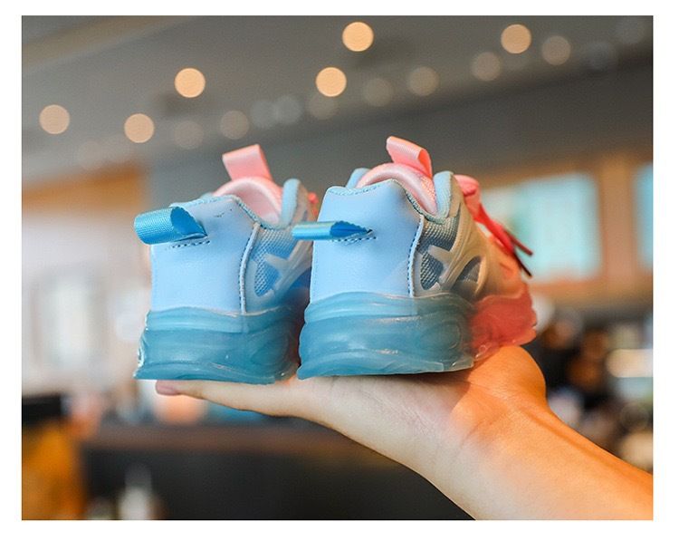 Kids' LED Light-Up Sneakers – Breathable Mesh Running Shoes With Soft Sole For Boys & Girls (White/Pink/Green, Sizes 21-30)_voghion.com