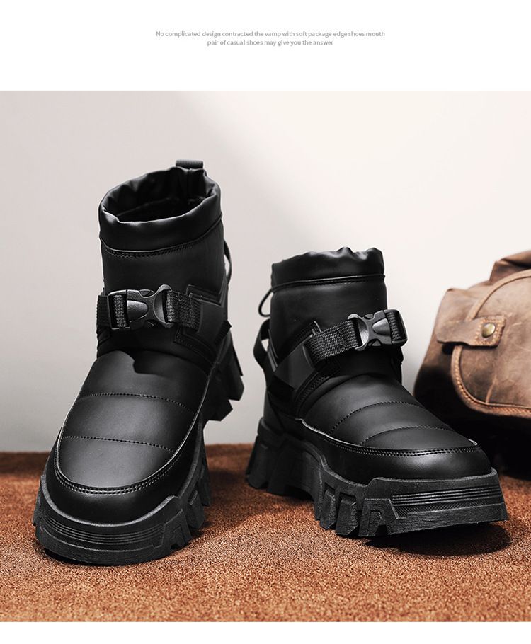 Stivali da neve invernali da uomo, impermeabili, slip-on, foderati in pelle, caldi, con suola spessa, scarpe casual da esterno_voghion.com