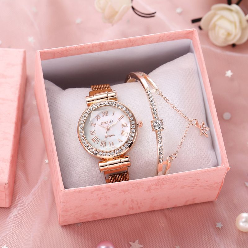 Student Watch Milan Magnet mit römischen Ziffern für Mädchen, einfache Damenuhr für den täglichen Pendler, lässig, Geburtstag, Valentinstagsgeschenk_voghion.com