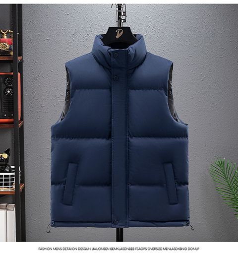 Oversize-Steppweste, ärmellos, mit Seitentaschen, dickem Baumwollmischgewebe, knitterfreiem Polyesterfutter, Unisex-Lagenlook, unverzichtbar_voghion.com