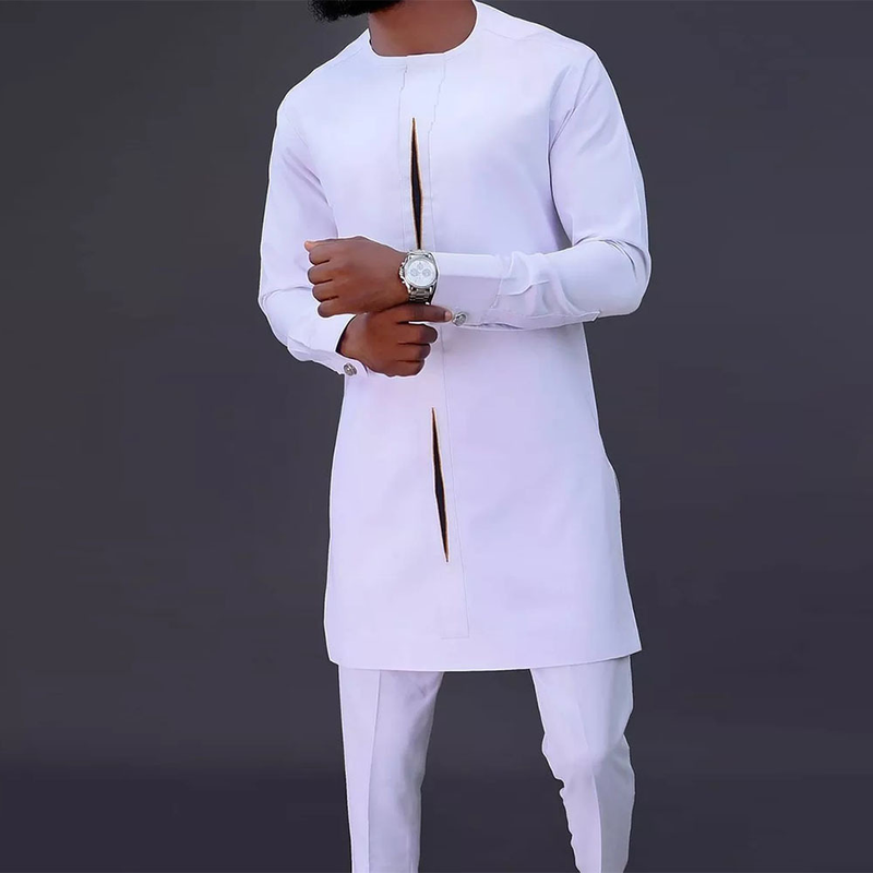Men's moslem New Hot Selling Set Ethnic Style Solid Color Casual Men's Suit_voghion.com