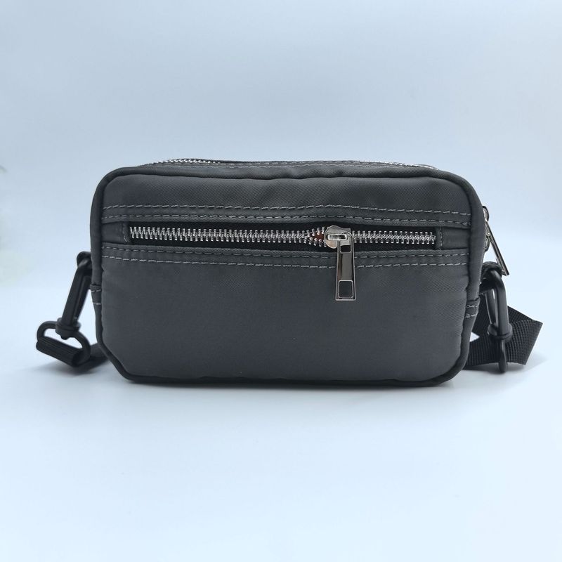 Wasserabweisende Unisex-Umhängetasche aus Nylon – RFID-blockierende Geldbörse mit mehreren Fächern (Reißverschluss, minimalistisches Design, 20 x 11,5 x 5 cm)_voghion.com