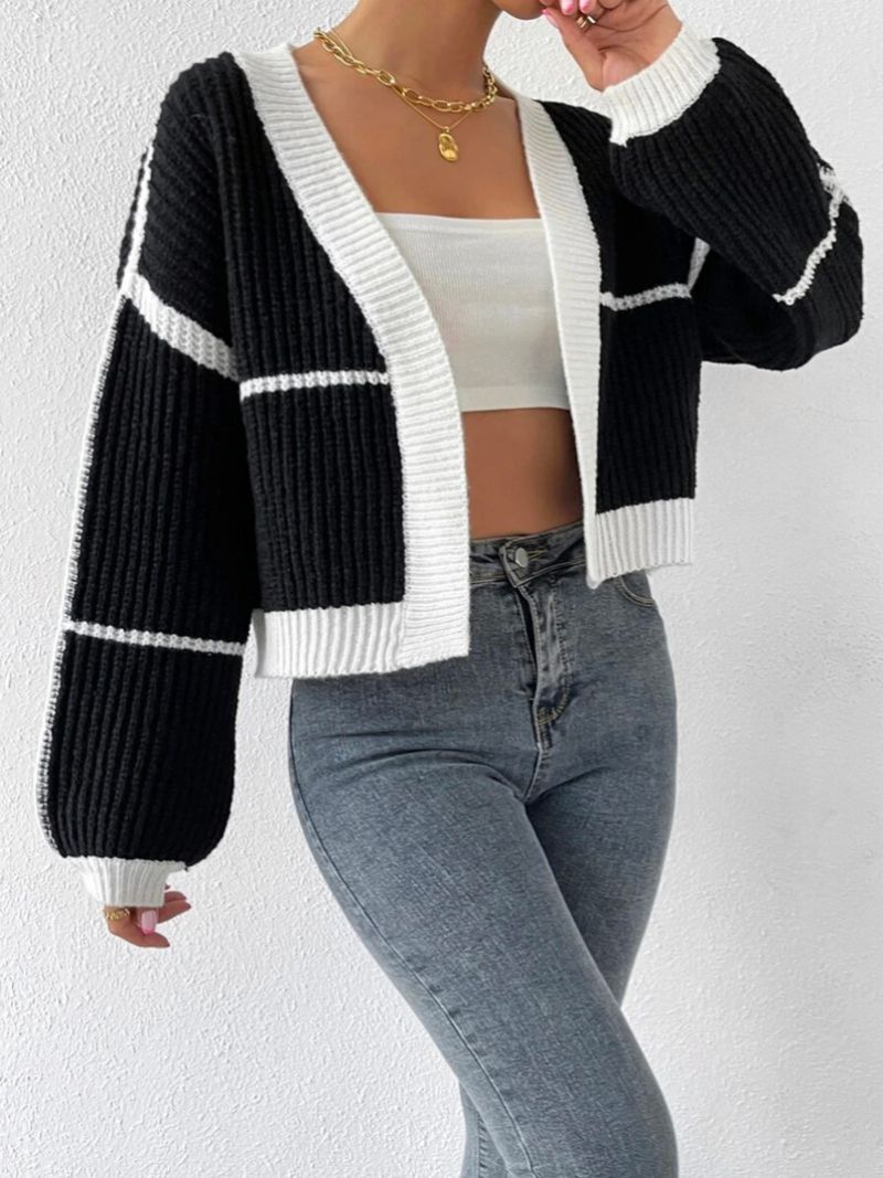 Women's spring and autumn knitted cardigan fashion coat buttonless sweater coat_voghion.com