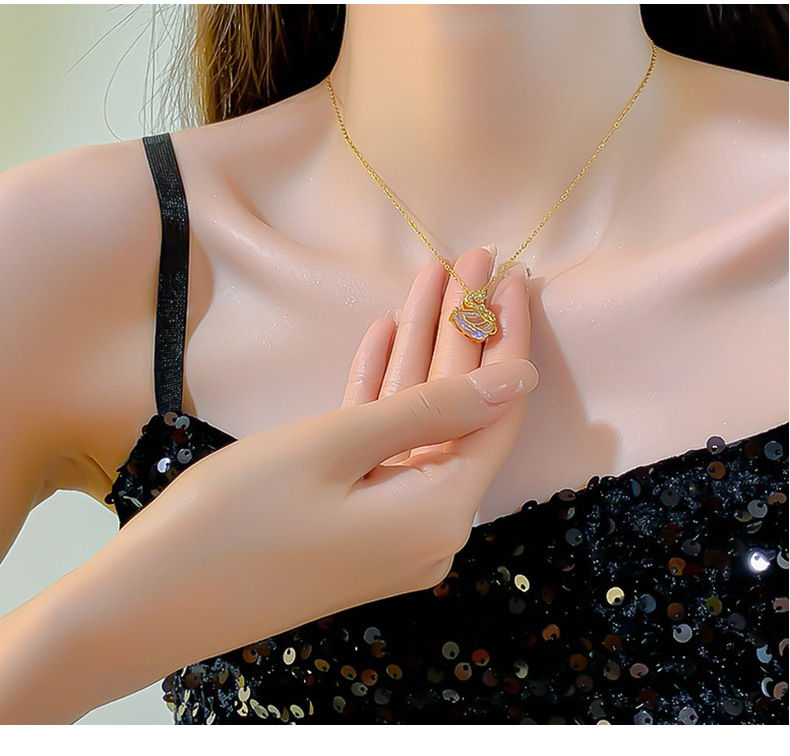 Collana a forma di cigno placcata in oro, stile coreano, per donna, elegante gioiello di alta gamma per clavicola_voghion.com