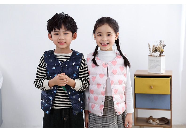 Gilet in piumino per bambini 90% piumino d'anatra bianco Autunno e inverno Nuovo fodera per ragazzi e ragazze Taglia media e grande Gilet in piumino per bambini Classe A_voghion.com