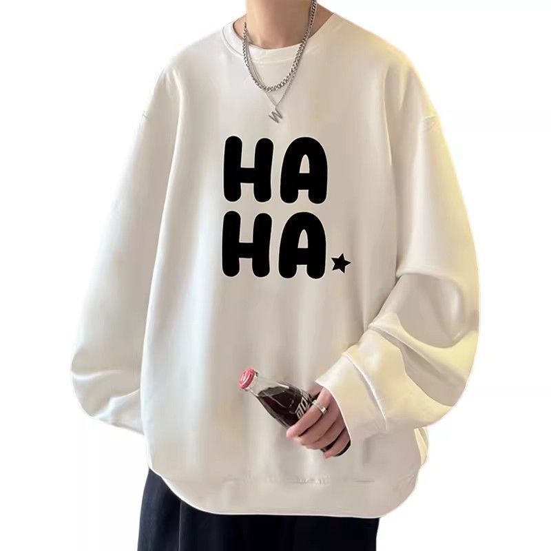 Maglietta a maniche lunghe da uomo, nuova maglietta americana in stile casual, autunno e inverno, felpa oversize con scollo rotondo per_voghion.com