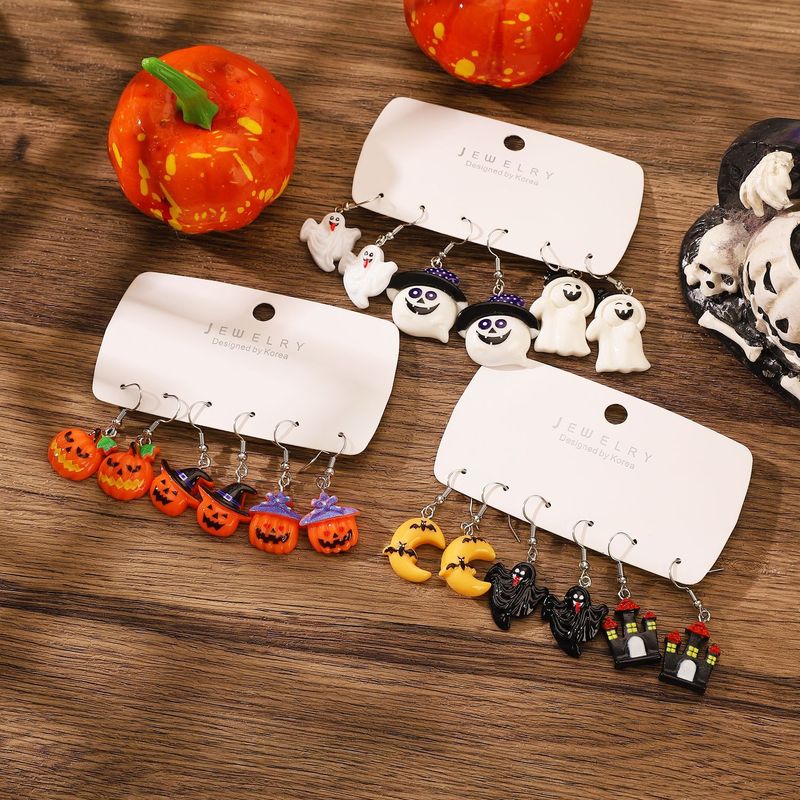 Accessori divertenti per feste Zucca Fantasma Pipistrello Castello oscuro Orecchini di Halloween Set_voghion.com