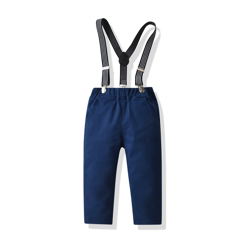 Pojkar Långärmad vit skjorta Hängslen Gentleman Suit Baby Boy Gentleman Outfitting Festival_voghion.com