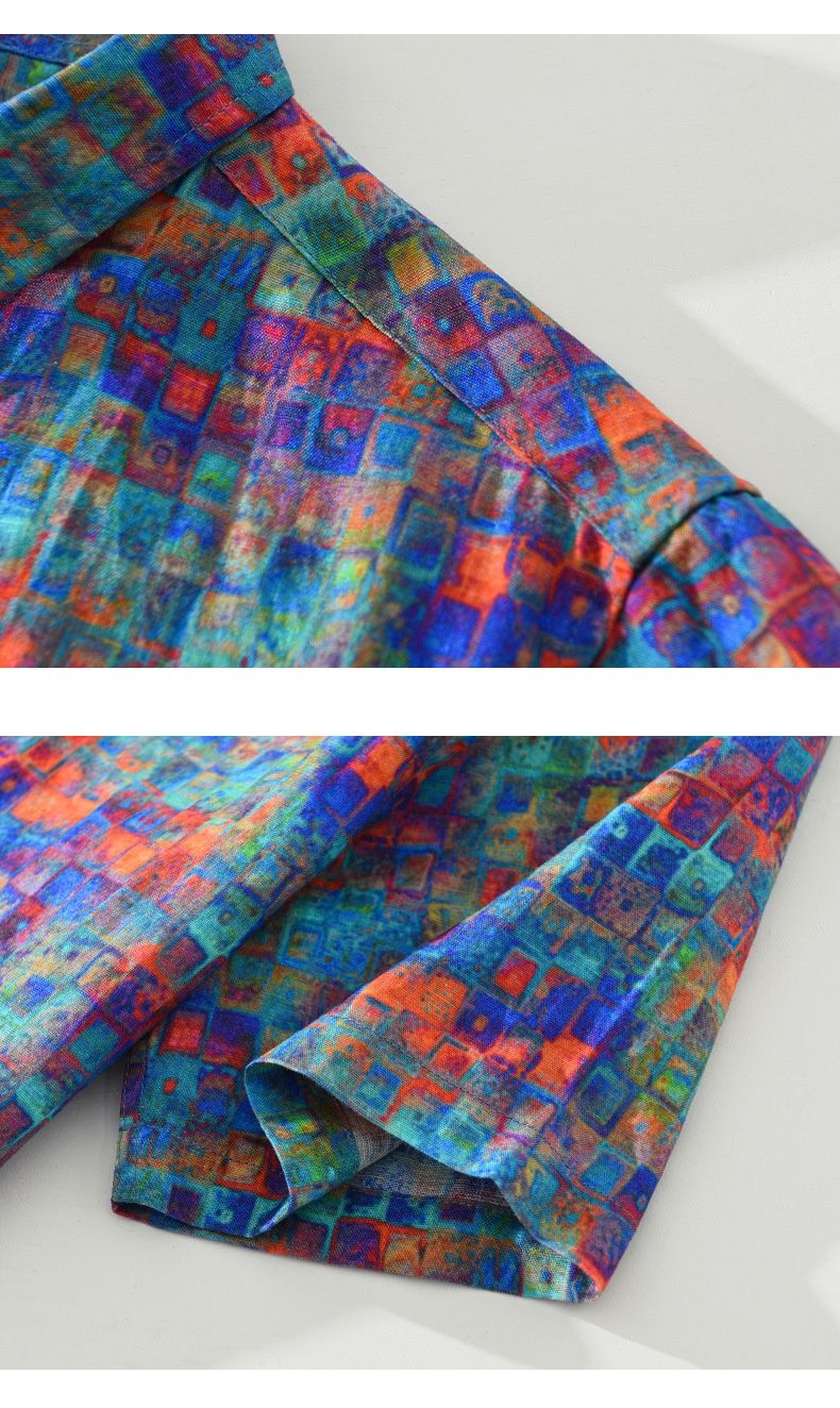 Nuova camicia casual a maniche corte da uomo stampata_voghion.com
