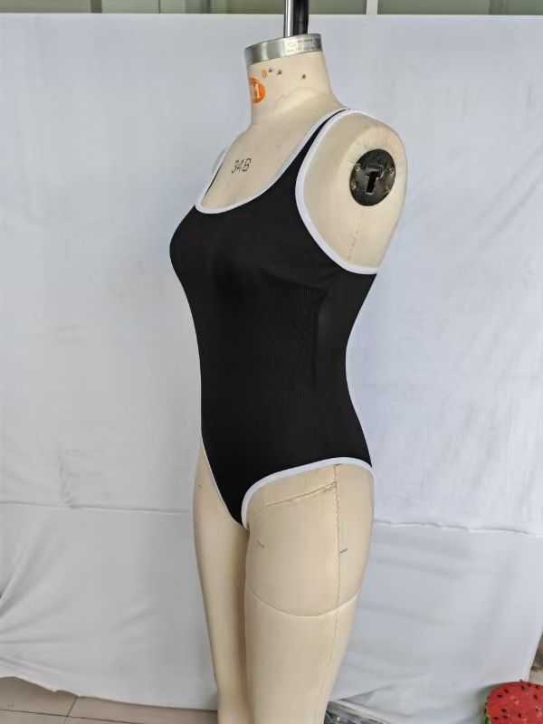 Maillot de bain une pièce Cross Border 2025, bretelles de sport, couleur assortie, côtelé, professionnel, course, commerce extérieur pour femmes_voghion.com