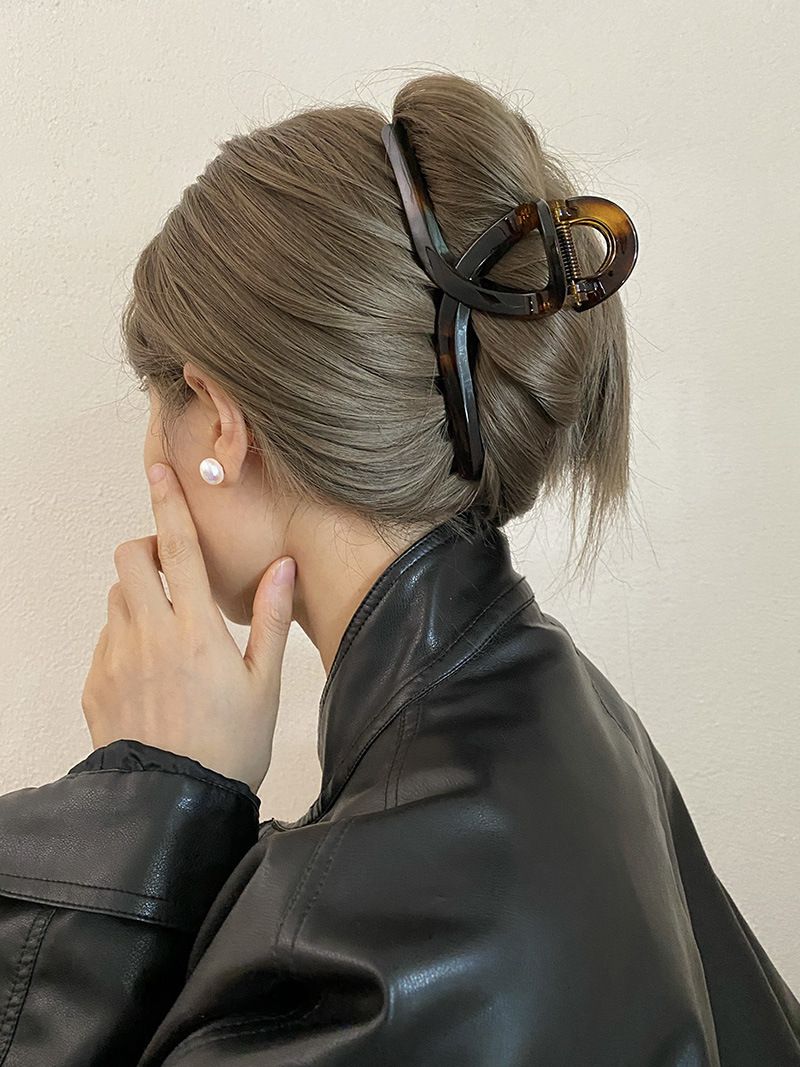 Adecuado para un volumen de hasta 13 cm, agarre de gran tamaño, sensación de alta gama coreana, estilo simple y versátil, pinza para el cabello con clip de tiburón,_voghion.com