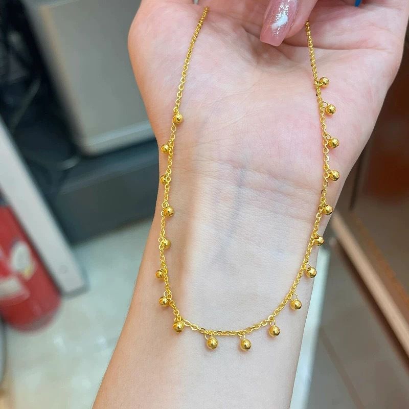 Negozio di oro con collana di piccole perle d'oro perle esplosive femminili oro luce lusso nicchia alto senso catena_voghion.com