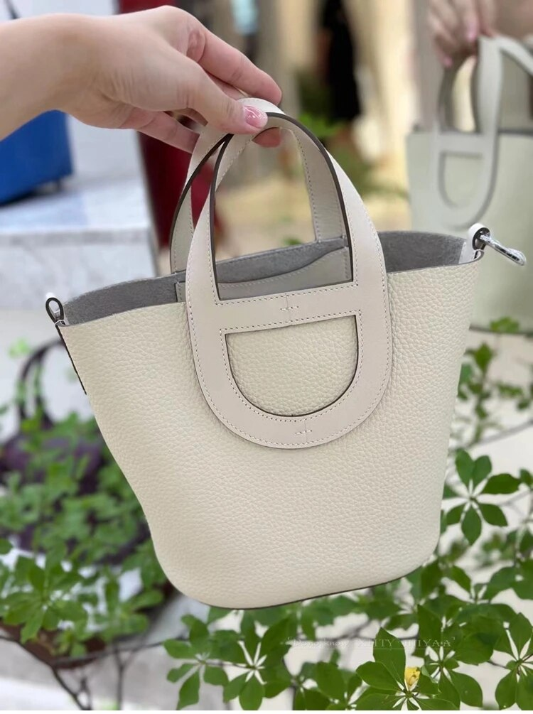 Pig Nose Bucket Bag Better Genuine Leather Vegetable Basket Soft Women's Handbag 2023 New Simple and Fashionable_voghion.com