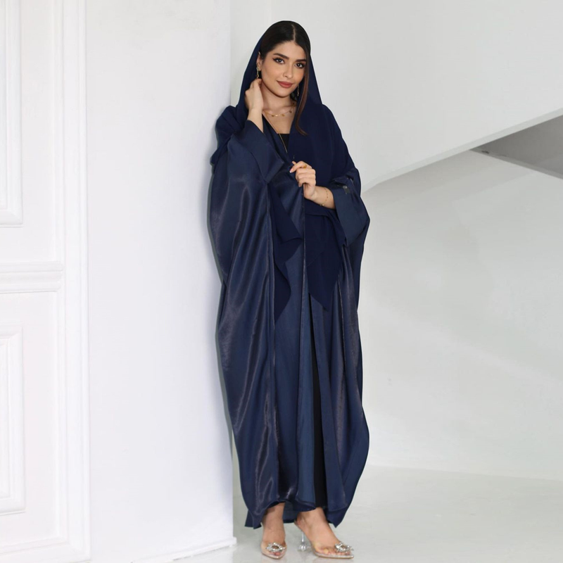 Damkläder Mellanöstern blygsamt muslimskt mode ljust sidensatin fladdermus-ärmrock plus size damkläder abaya_voghion.com