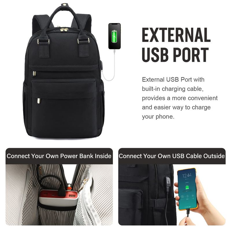 Women's Fashion Backpack Large Capacity Usb Laptop Backpack Portable Travel Bag Schoolbag_voghion.com