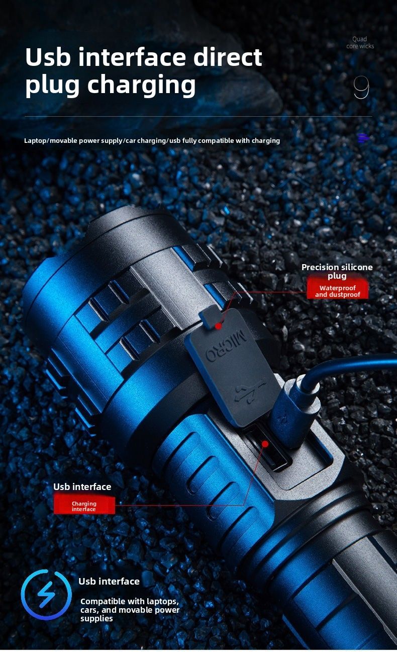 Bestseller: LED-Selbstverteidigungslampe mit hoher Leuchtkraft, wiederaufladbar, Typ-C, für Zuhause und draußen, spezielles digitales Display_voghion.com